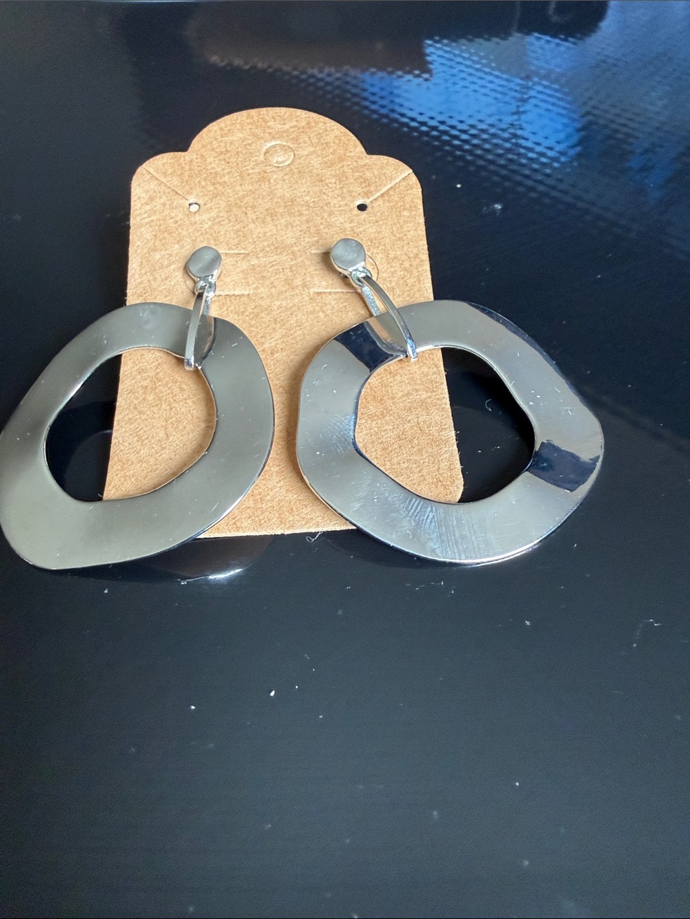 Modern Silver Irregular Hoop Earrings - Sleek Drop Style